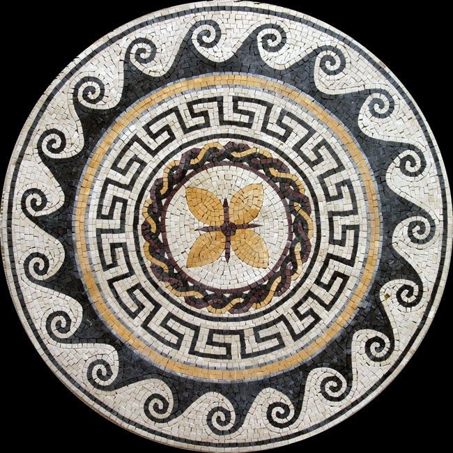Mosaic pendant handmade of natural marble stone